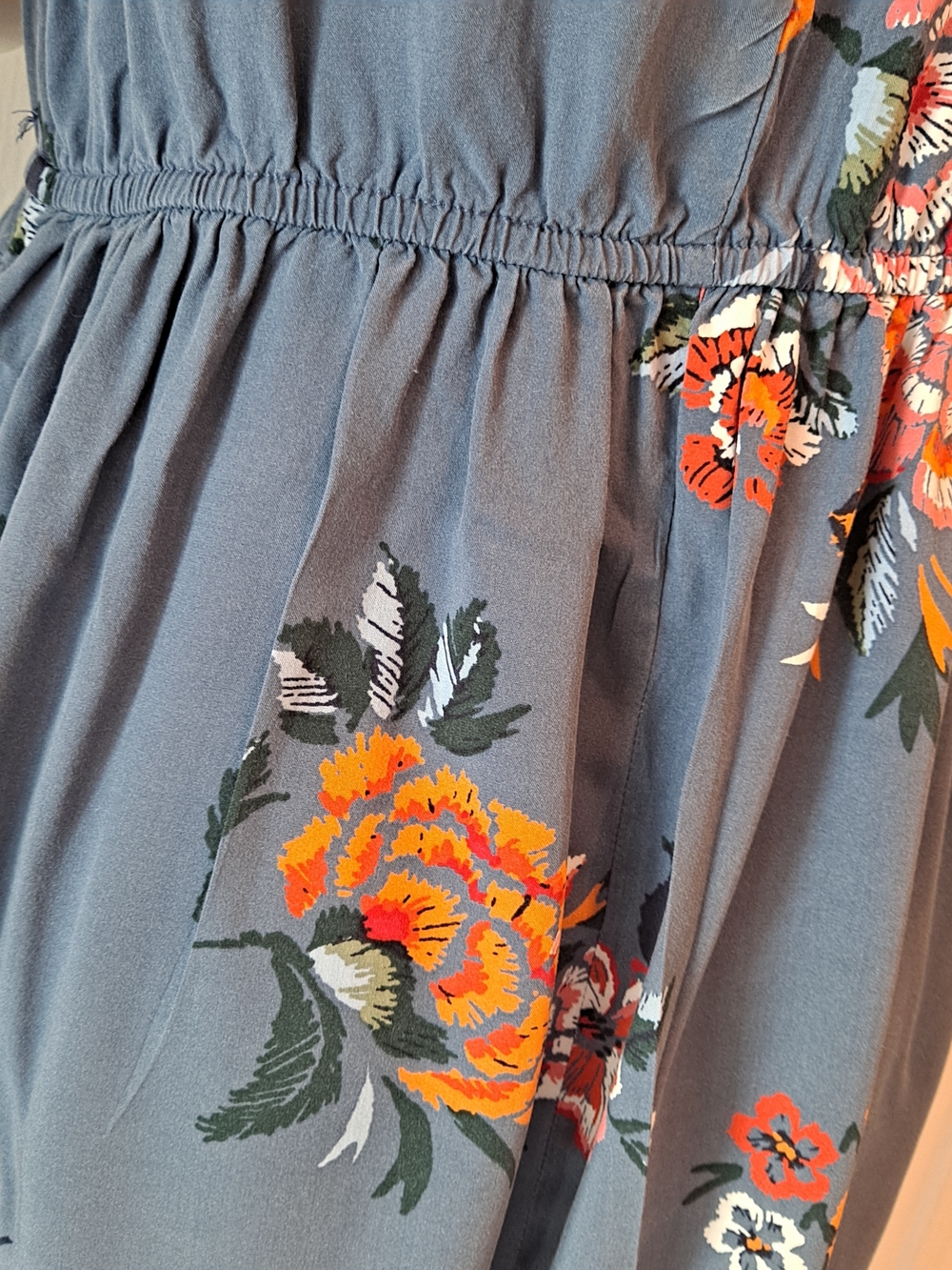 Old Navy M Slate Blue Floral Casual Summer Sleeveless Mini Rayon Dress - Picture 8 of 9